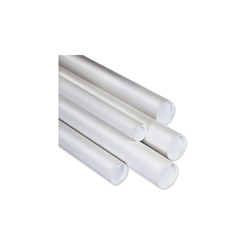3" x 9" - White Mailing Tubes with Cap, 24/Case image 1