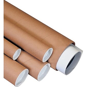 4" x 30" - Kraft Mailing Tube with Caps, 15/Case