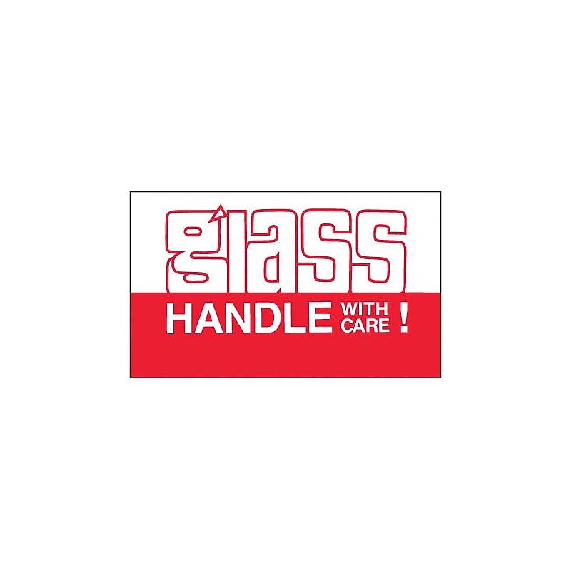 Tape Logic Glass - Handle With Care ! Shipping Label, 3" x 5", 500/Roll image 1