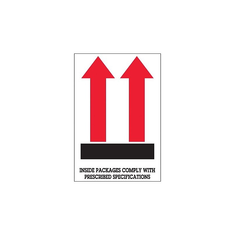 Tape Logic Labels, "Inside Packages Comply ", Arrow, 4" x 6", Red/White/Black, 500/Roll (DL1480) image 1