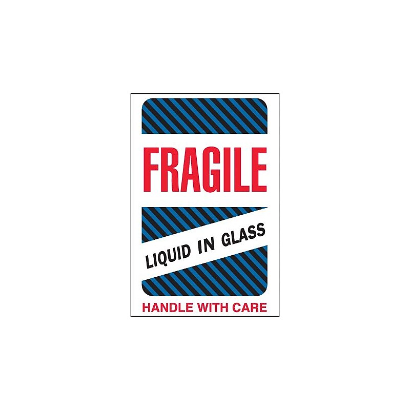 Tape Logic Fragile - Liquid in Glass Shipping Label, 4" x 6", 500/Roll image 1