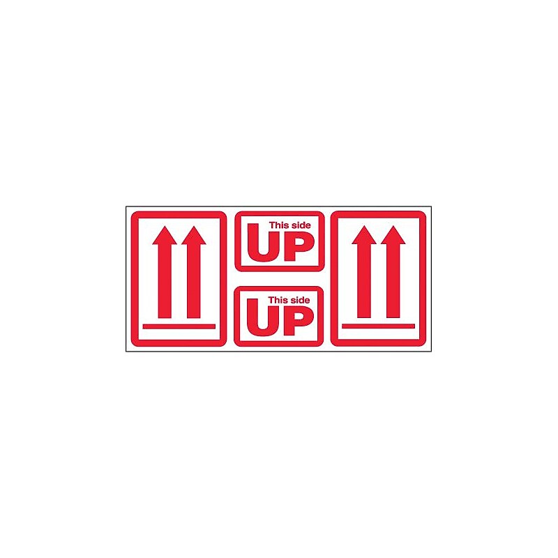 Tape Logic Labels, "This Side Up", Arrow, 5" x 9", Red/White, 500/Roll image 1