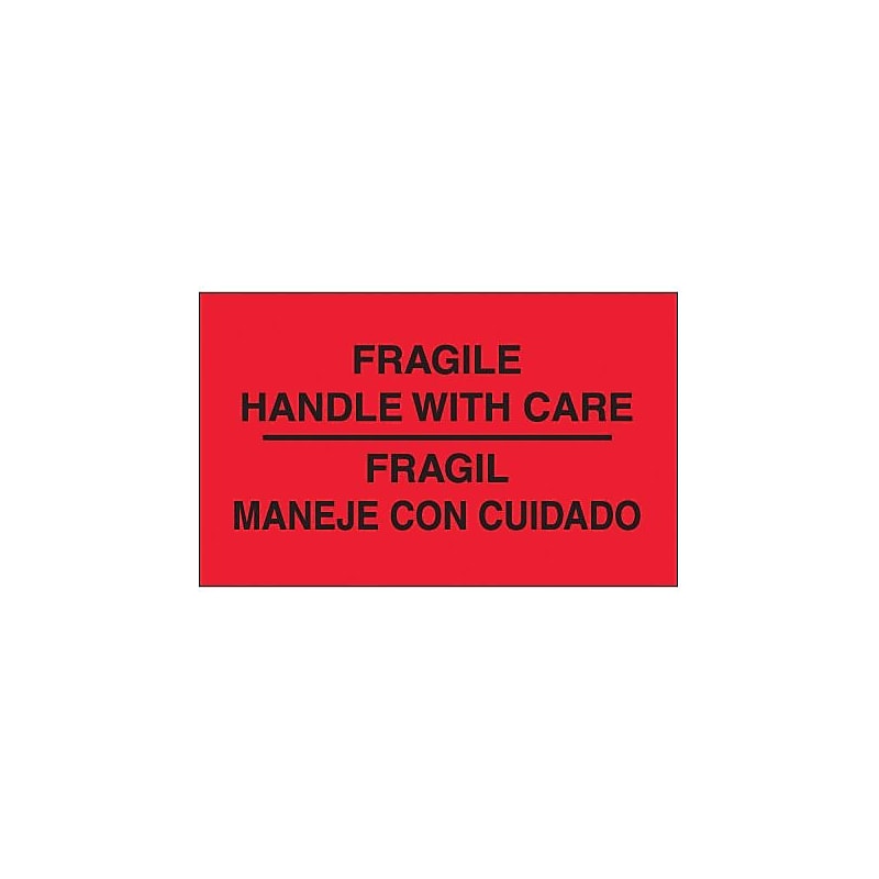 Tape Logic Fragile - Handle With Care Shipping Label Bilingual, 3" x 5", 500/Roll image 1