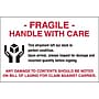 Tape Logic Labels, "Fragile - Handle With Care", 4" x 6", Red/White/Black, 500/Roll~#|#~s0537692_sc7