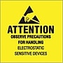 Tape Logic Labels, "Attention - Observe Precautions", 4" x 4", Black/Yellow, 500/Roll~#|#~s0537742_sc7