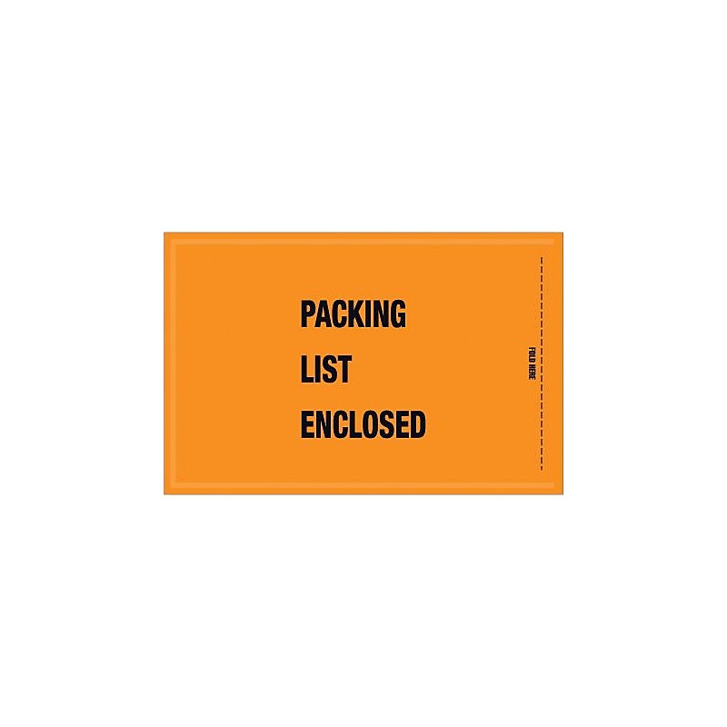 Packing List Envelope, 5 1/4" x 8" - Mil-Spec Orange Full Face "Packing List Enclosed", 1000/Case image 1
