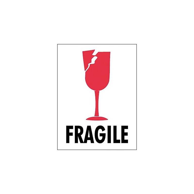Tape Logic Fragile (Glass) Shipping Label, 3" x 4", 500/Roll image 1