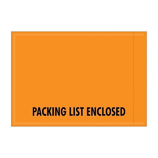 Staples Orange Packing List Envelope, 4 1/2" x 6" MilSpec Orange Full Face "Packing List