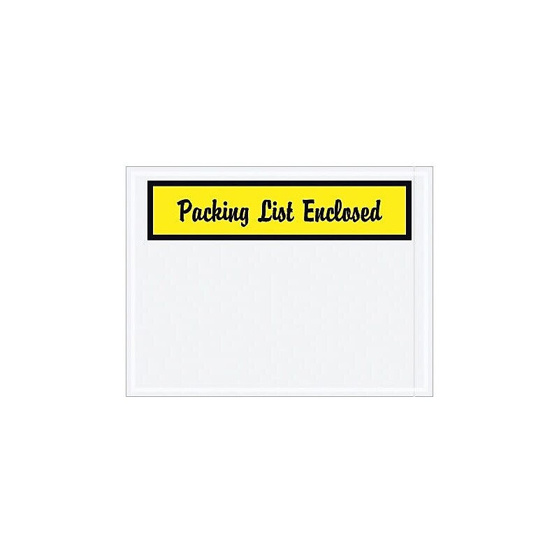 Packing List Envelope-Script, 4 1/2" x 6" - Yellow Panel Face, "Packing List Enclosed", 1000/Case image 1