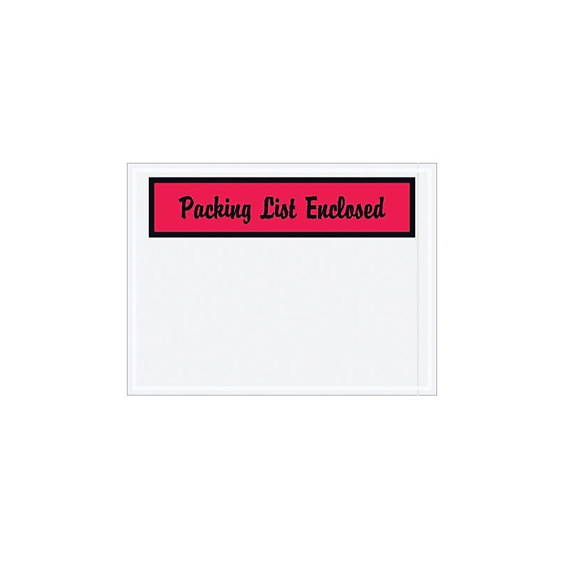 Packing List Envelope, 4 1/2" x 6" - Red Panel Face, "Packing List Enclosed", 1000/Case image 1