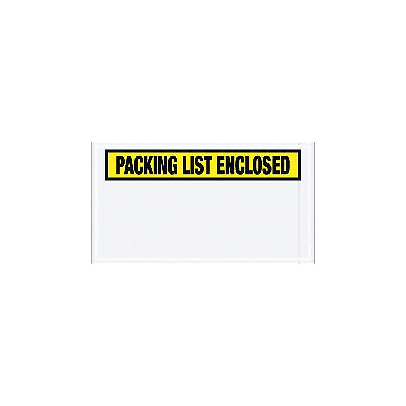 Packing List Envelope, 5.5" x 10", Yellow Panel Face, "Packing List Enclosed", 1000/Case (PL445) image 1