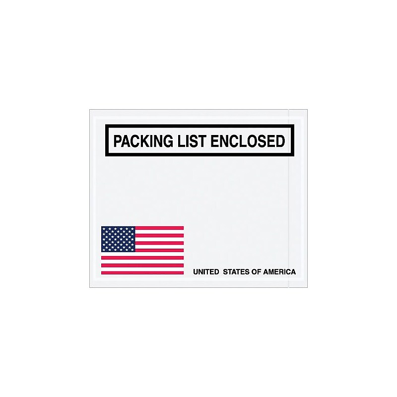 Packing List Envelope, 4.5" x 5.5", U.S.A. Flag Panel Face, "Packing List Enclosed", 1000/Case (PL465) image 1