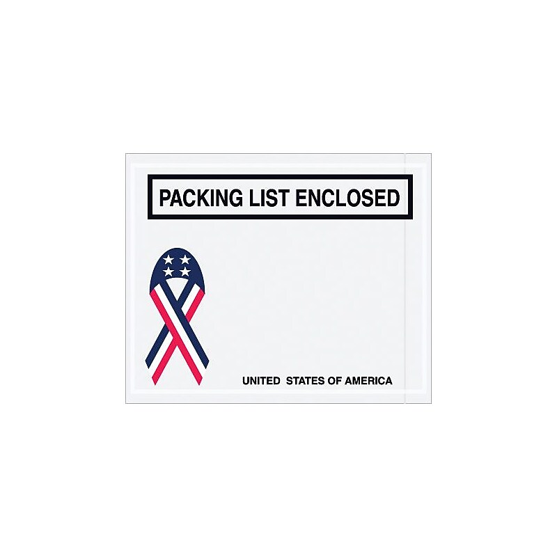 Packing List Envelope, 4 1/2" x 5 1/2" - U.S.A. Ribbon Panel Face, "Packing List Enclosed", 1000/Case image 1
