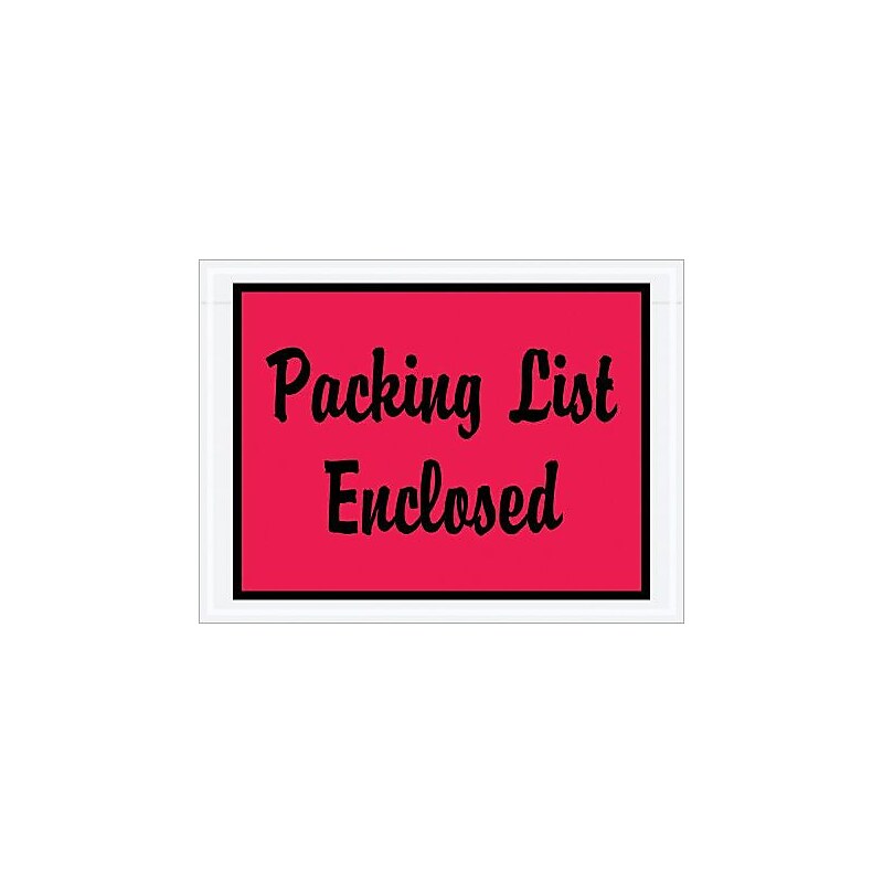 Packing List Envelope, 4 1/2" x 6" - Red Full Face, "Packing List Enclosed", 1000/Case image 1