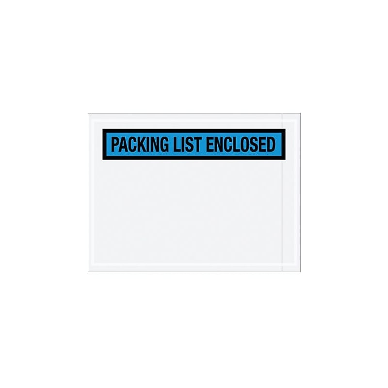 Packing List Envelope, 4.5" x 6", Blue Panel Face, "Packing List Enclosed", 1000/Case (PL488) image 1