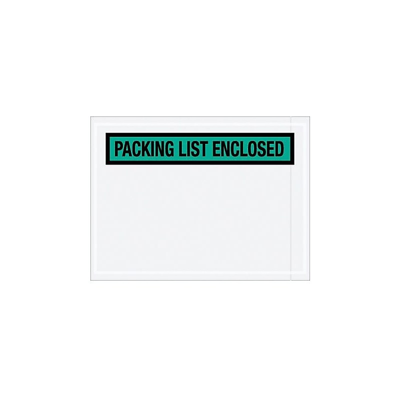 Packing List Envelope, 4.5" x 6", Green Panel Face, "Packing List Enclosed", 1000/Case (PL489) image 1