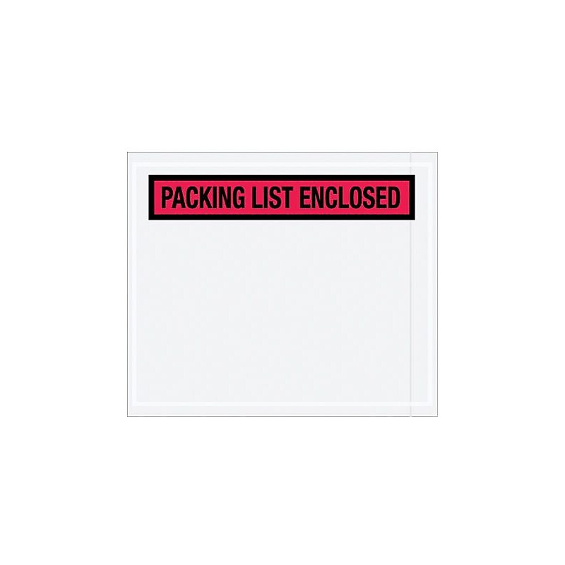 Packing List Envelope, 7" x 6", Red Panel Face, "Packing List Enclosed", 1000/Case (PL491) image 1