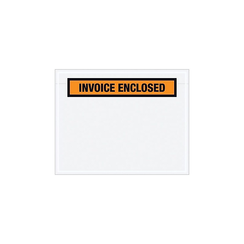 Packing List Envelope, 7" x 5.5", Orange Panel Face, "Invoice Enclosed", 1000/Case (PL23) image 1