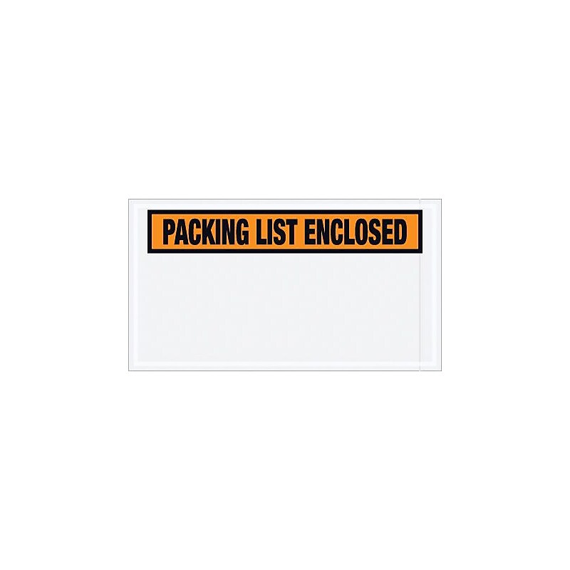 Packing List Envelope, 5.5" x 10", Orange Panel Face, "Packing List Enclosed", 1000/Case (ENVPQ24) image 1