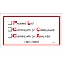 Packing List Envelope, 5.5" x 10", Red Full Face, "Packing List/Cert of Compliance/Cert. of Analysis Enclosed"  (PL97)~#|#~s0537885_sc7