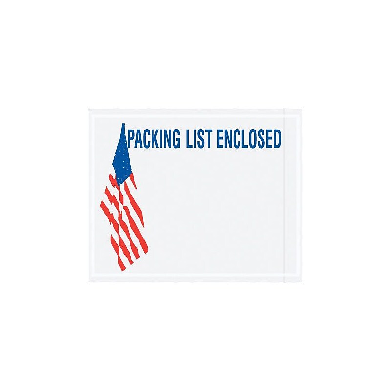 Packing List Envelope, 4 1/2" x 5 1/2", 2 Mil - U.S.A. Flag Panel Face, "Packing List Enclos, 1000/Case image 1
