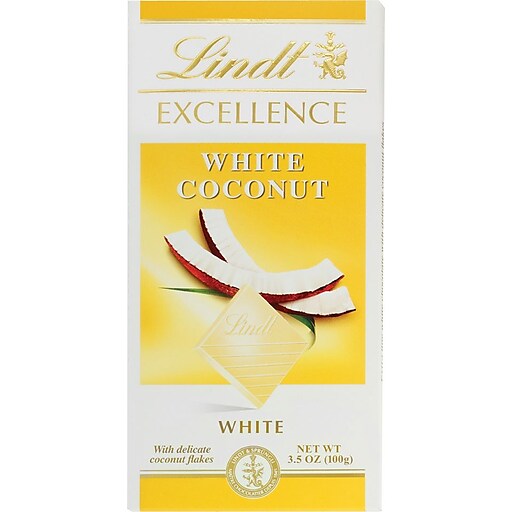 Lindt Excellence White Chocolate Coconut Bars, 3.5 oz. Bars, 12 Bars ...