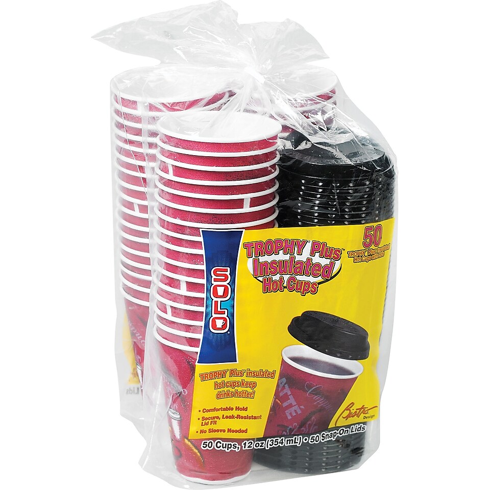 SOLO Trophy Bistro™ Foam Hot Cups with Lids, 12 oz., 50/Pack