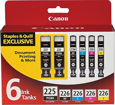 Canon 225/226 Black/Photo Black/Cyan/Magenta/Yellow Standard Yield Ink Cartridge, 6/Pack (4530B012) Sansujyuku sansujyuku.com