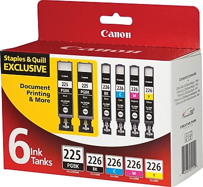 Canon 225/226 Black/Photo Black/Cyan/Magenta/Yellow Standard Yield Ink Cartridge, 6/Pack (4530B012) Sansujyuku sansujyuku.com