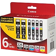 Canon PGI-225/CLI-226 Black/Photo Black/Cyan/Magenta/Yellow Standard Yield Ink Cartridge, 6/Pack (4530B012)