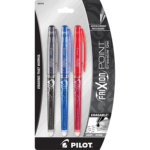 Pilot FriXion Point Erasable Gel Pens, Extra Fine Point, Assorted Ink,  3/Pack (31579)