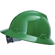 MSA V-Gard® Hard Hat, Full Brim, Fas-Trac Ratchet, Class E/G, Green, Standard, 1 Each