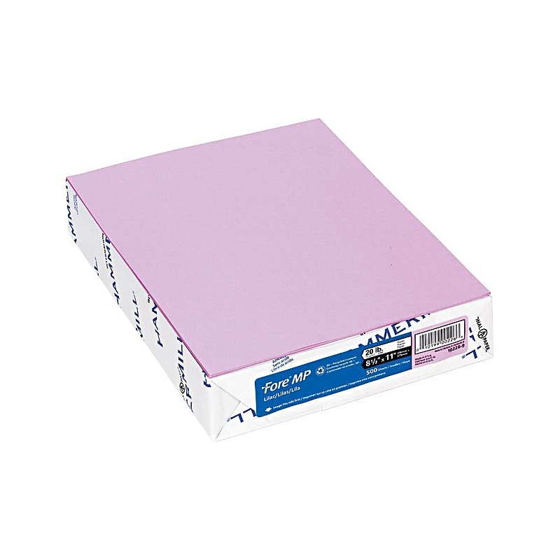 Fore MP Recycled Colored Paper, 20lb, 8 1/2 x 11, Lilac, 5,000 Sheets per Carton image 1
