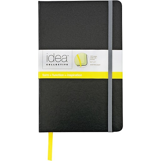 Idea Collective® Large Hardbound Journal, Wide Rule, Plain Black Staples