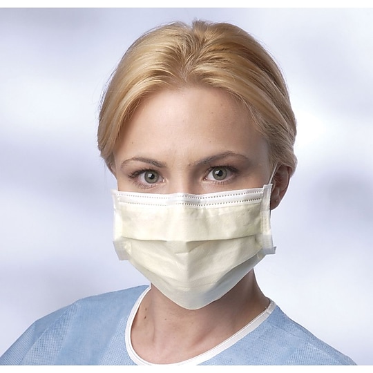 Medline Isolation Face Masks with Earloops, Yellow, 50/Box (NON27122Z)~#|#~s0559728_sc7