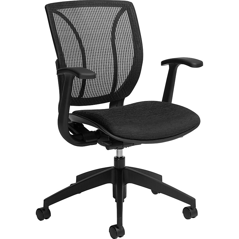 Global Roma Mid-Back Mesh/Fabric Task Chair, Coal (1906MBBKUR22) image 1