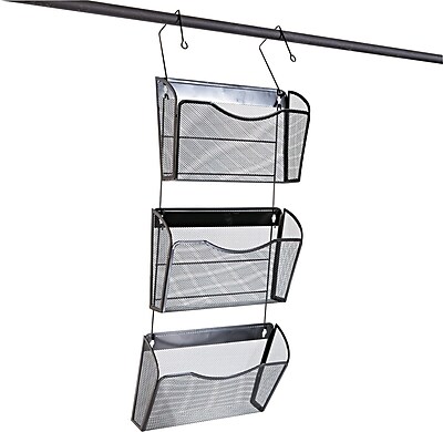Mesh Three-Pack Wall Files with Hanger Set - Letter  Black (1-Set)
