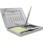 Baudville® "Pursuit of Excellence" Silver Desktop Perpetual Calendar with Organizer