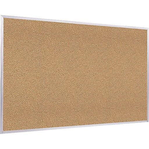 Ghent Traditional Natural Cork Bulletin Board, Aluminum Frame, 4'W x 3