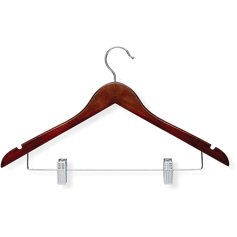 Honey Can Do Wood Clothes Hangers with Clips, Cherry, 12/Pack (HNG-09034) image 1