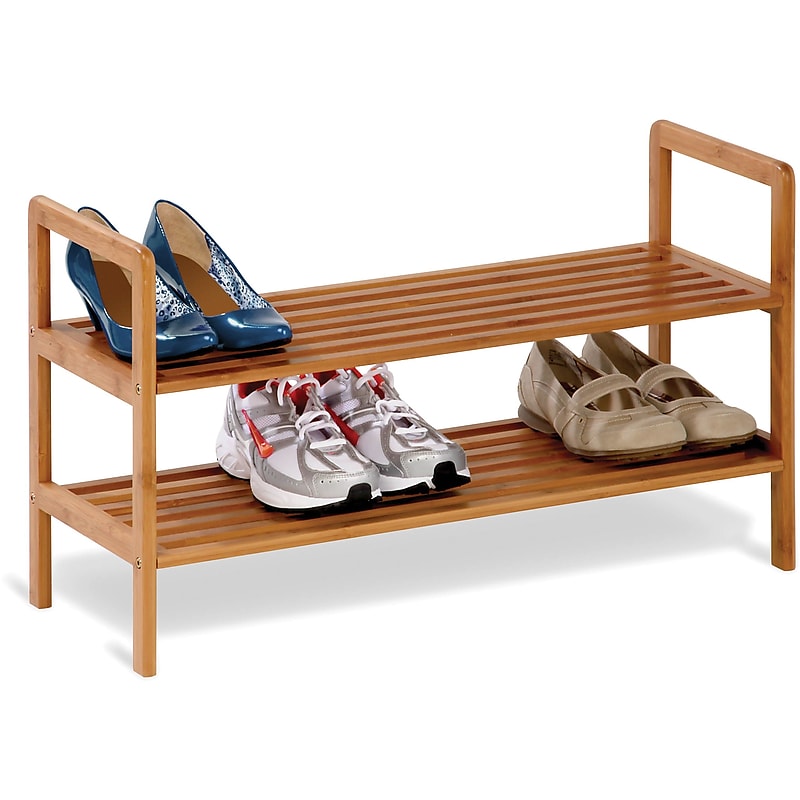 Honey Can Do 2-Tier Bamboo Shoe Shelf image 1