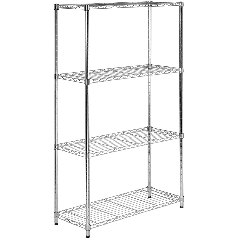 Honey-Can-Do 4-Tier Metal Unit, 59"H x 36"W x 14"D, Chrome (SHF-09439) image 1