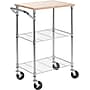 Honey-Can-Do 3-Shelf Mixed Materials Mobile Kitchen Cart with Lockable Wheels, Chrome (SHF-09690)~#|#~s0566908_sc7
