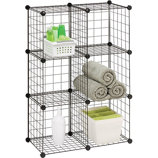 HoneyCanDo 6 Pack Modular Mesh Storage Cubes, Black (985456HCD) Staples