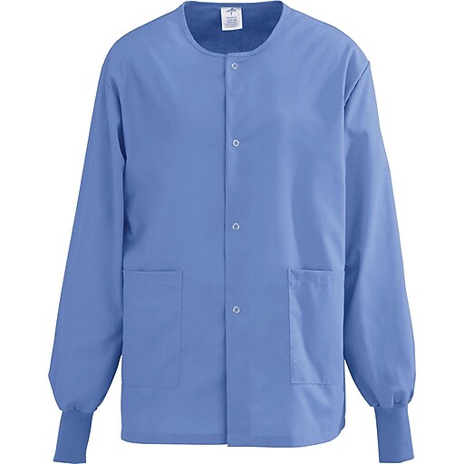 Medline Angelstat Unisex Large Snap Front Warm Up Scrub Jacket Ceil Blue 849nthl