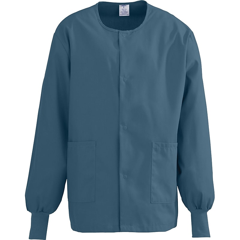 ComfortEase Unisex Two-pockets Warm-up Scrub Jackets, Caribbean, Small (8832JCBS) image 1