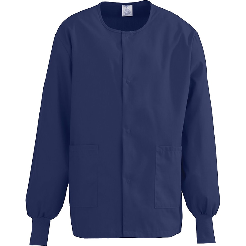 ComfortEase Unisex Two-pockets Warm-up Scrub Jackets, Midnight Blue, Large (8832JNTL) image 1