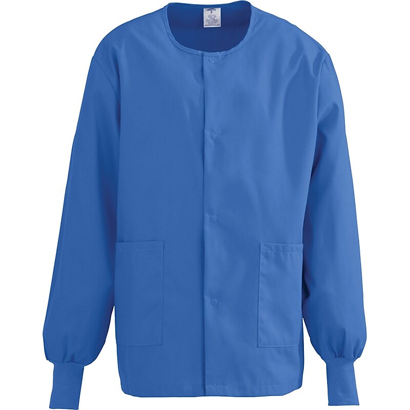 Medline ComfortEase Unisex Two-pockets Warm-up Scrub Jackets, Royal Blue, XL image 1