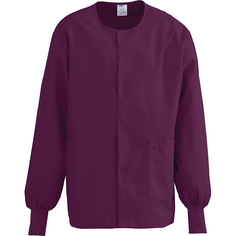 ComfortEase Unisex Two-pockets Warm-up Scrub Jackets, Wine, 2XL (8832JWN2XL) image 1