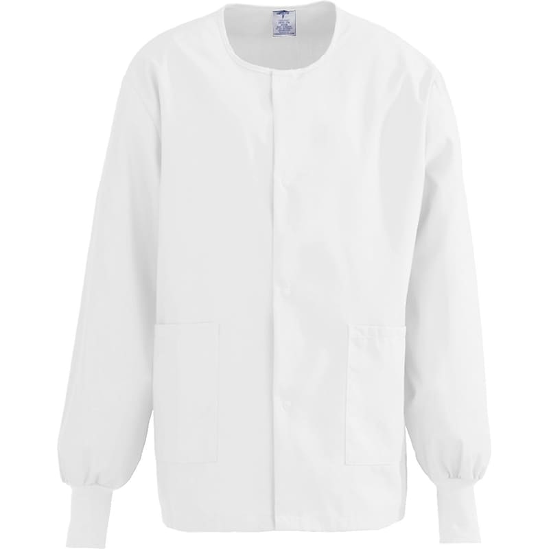 Medline ComfortEase Unisex Two-pockets Warm-up Scrub Jackets, White, Medium image 1